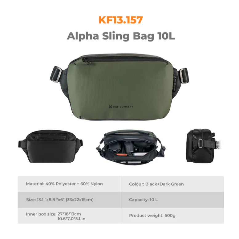 K&F Concept Alpha Sling Bag 10L Urban Wander 01 (Zelena) KF13.157V3 - 4